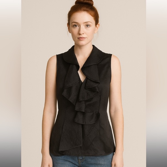 Ruffle silk brocade ruffle Tory Burch top blouse boho classic formal summer $300 - Picture 1 of 4